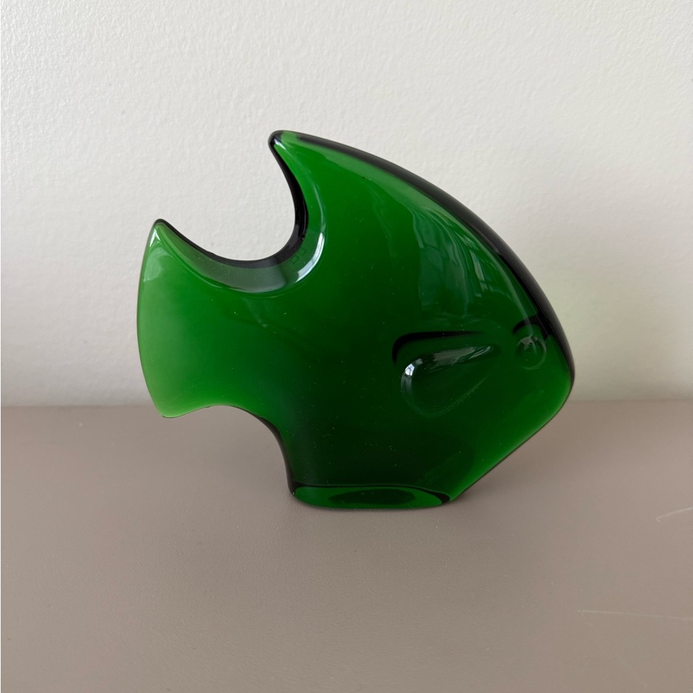 Green Genuine Lead Crystal Glass Fish Figurine